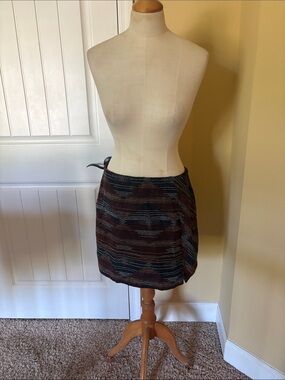 Woven  Corduroy Striped Mini Skirt in Brown and Navy